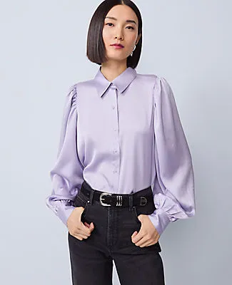Ann Taylor Petite Satin Blouson Sleeve Blouse sold by Ann Taylor