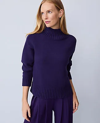 Ann Taylor Ribbed Mock Neck Sweater sold by Ann Taylor product image thumbnail 3