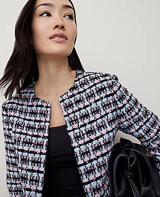 Ann Taylor Petite Striped Tweed Cropped Jacket sold by Ann Taylor product image thumbnail 4