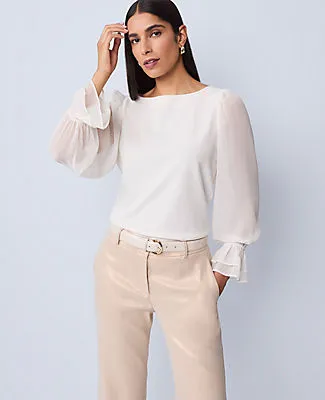 Ann Taylor Mixed Media Pleated Sleeve Top sold by Ann Taylor product image thumbnail 4