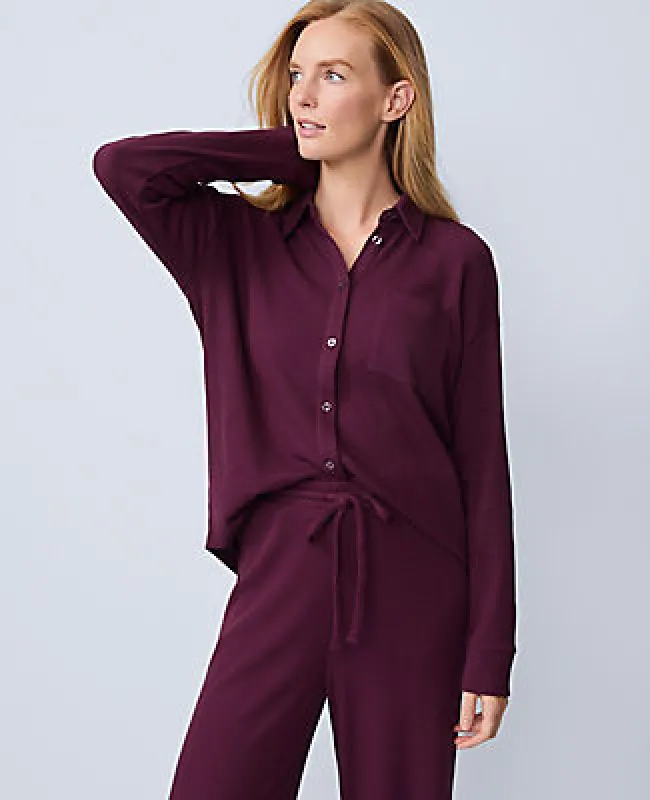 Ann Taylor Waffle Button Down Lounge Top sold by Ann Taylor