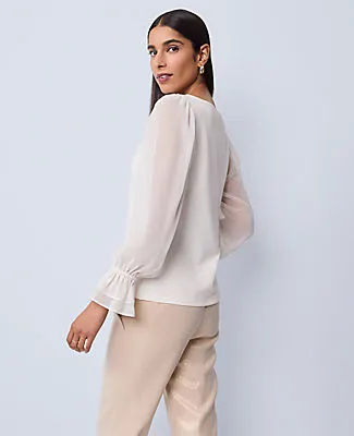 Ann Taylor Mixed Media Pleated Sleeve Top sold by Ann Taylor product image thumbnail 2