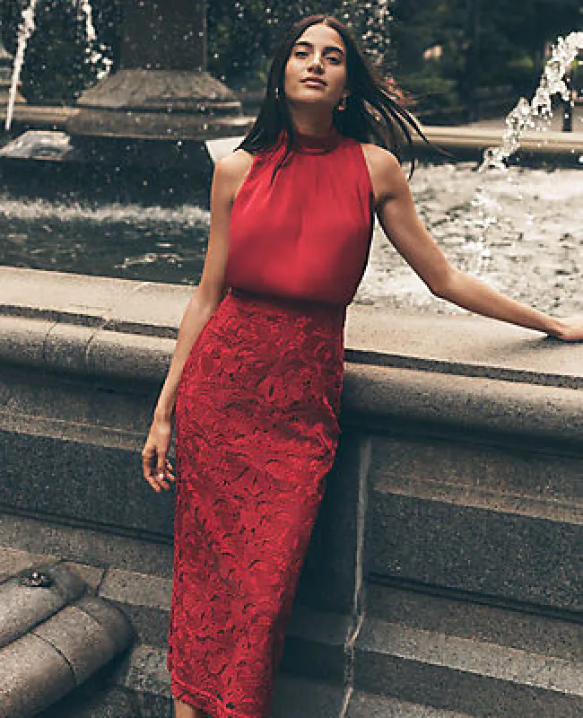 Ann Taylor Mixed Media Halter Sheath Dress sold by Ann Taylor