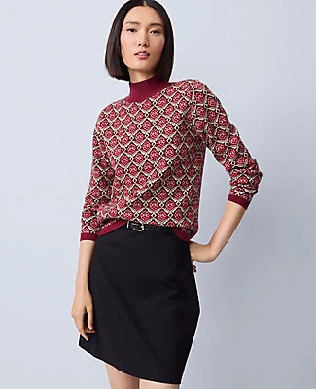 Ann Taylor Petite Essential Jacquard Turtleneck Sweater sold by Ann Taylor