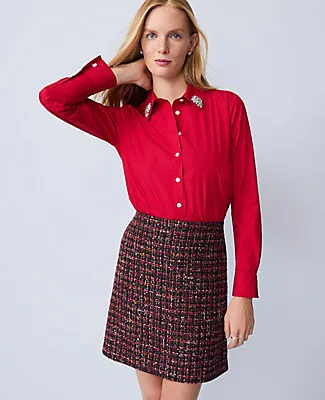 Ann Taylor Petite Embellished Relaxed Perfect Shirt sold by Ann Taylor