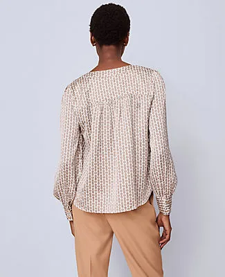 Ann Taylor Petite Chain Link Print Satin Popover Top sold by Ann Taylor product image thumbnail 2
