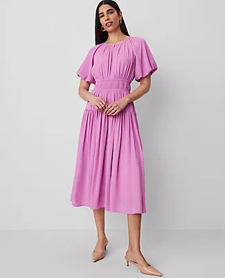 Ann Taylor Petite Split Neck Midi Dress sold by Ann Taylor