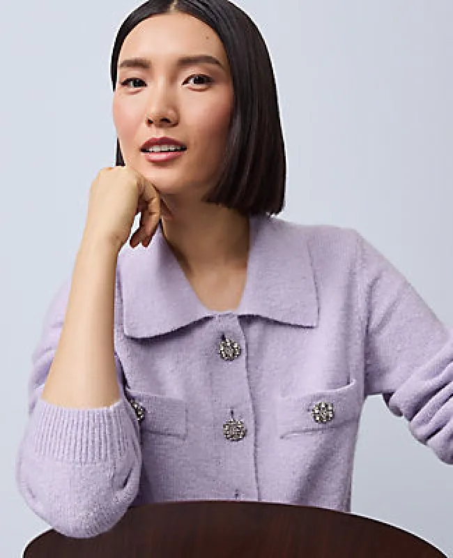 Ann Taylor Petite Embellished Collared Cardigan sold by Ann Taylor