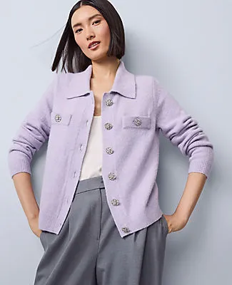 Ann Taylor Petite Embellished Collared Cardigan sold by Ann Taylor product image thumbnail 3