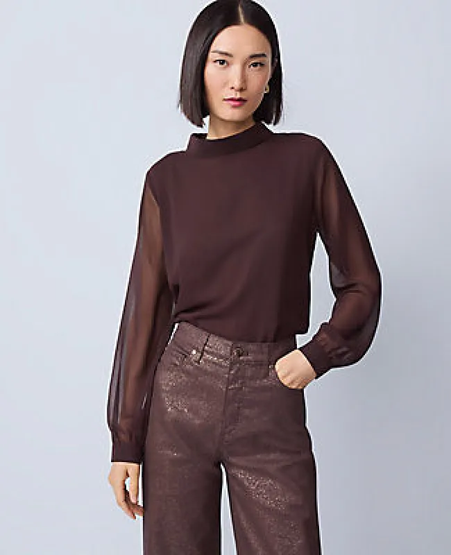 Ann Taylor Petite Mock Neck Blouse sold by Ann Taylor