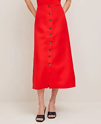 Ann Taylor Linen Blend Button Front Skirt sold by Ann Taylor product image thumbnail 2