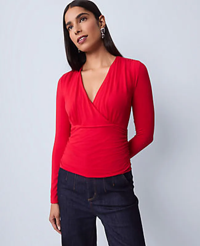 Ann Taylor Petite Gathered V-Neck Top sold by Ann Taylor