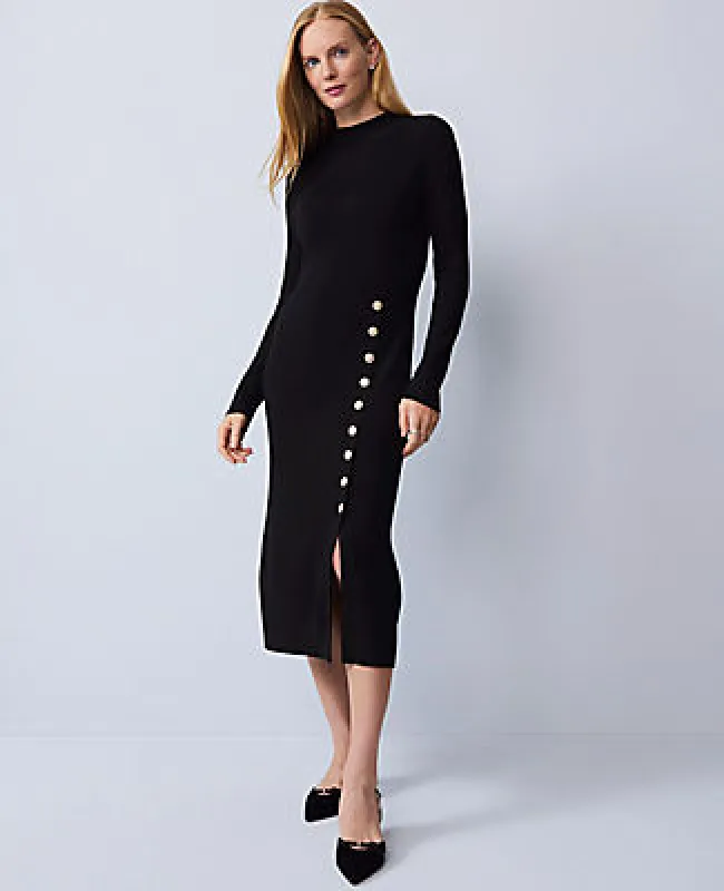 Ann Taylor Ribbed Button Sweater Dress sold by Ann Taylor