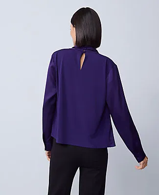 Ann Taylor Mixed Media Cowl Neck Blouse sold by Ann Taylor product image thumbnail 2
