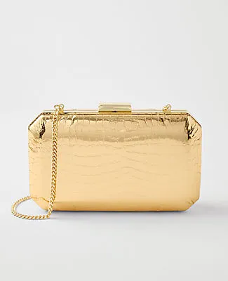 Ann Taylor Beveled Metallic Croco Clutch sold by Ann Taylor