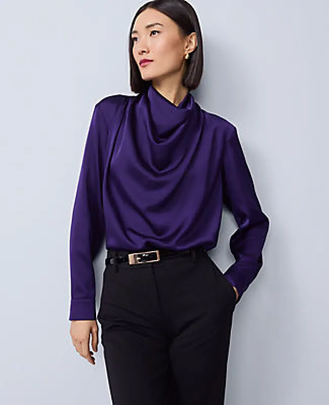 Ann Taylor Mixed Media Cowl Neck Blouse sold by Ann Taylor