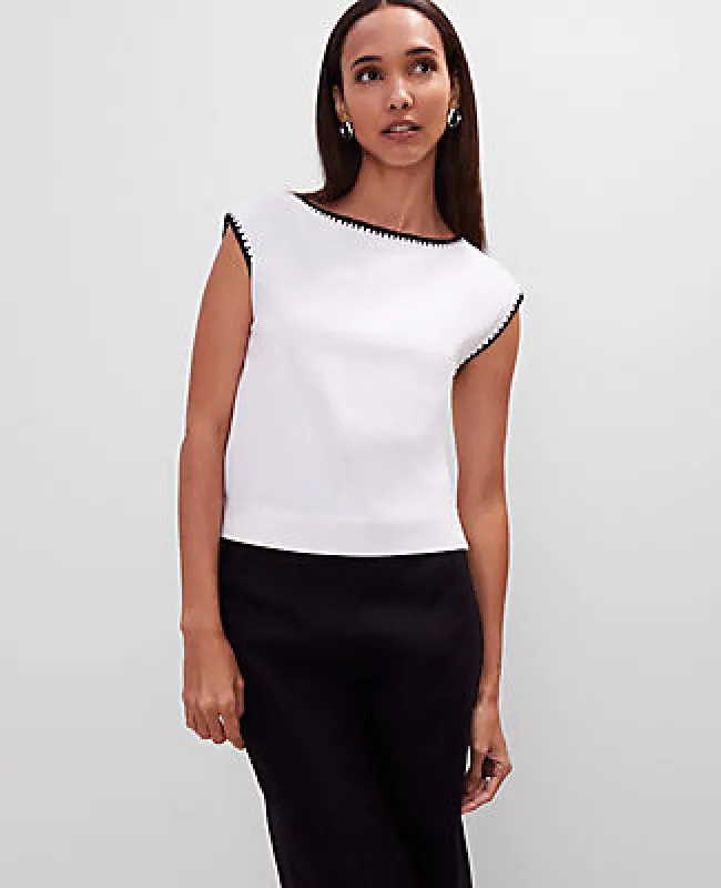 Ann Taylor Crochet Trim Sleeveless Top sold by Ann Taylor