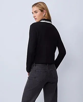 Ann Taylor Weekend Collection Crochet Trim Knit Jacket sold by Ann Taylor product image thumbnail 2