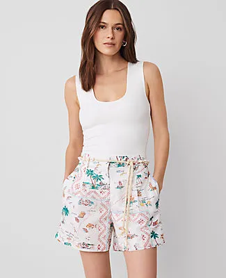 Ann Taylor Petite Map Print Belted Short sold by Ann Taylor