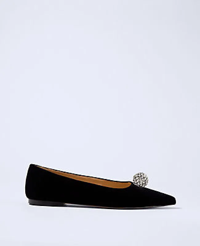 Ann Taylor Pointy Toe Embellished Velvet Flat sold by Ann Taylor