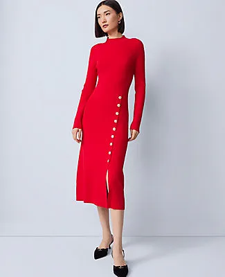 Ann Taylor Ribbed Button Sweater Dress sold by Ann Taylor product image thumbnail 4