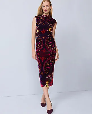 Ann Taylor Petite Paisley Velvet Midi Dress sold by Ann Taylor product image thumbnail 2