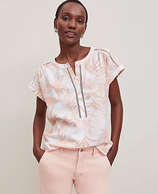 Ann Taylor Floral Cutout Linen Popover Top sold by Ann Taylor product image thumbnail 3