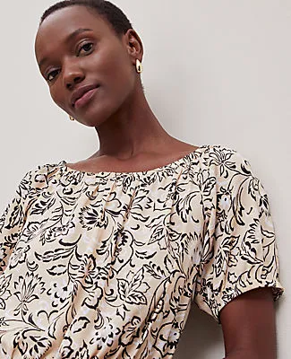 Ann Taylor Floral Bubble Hem Top sold by Ann Taylor product image thumbnail 3