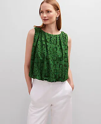Ann Taylor Eyelet Bubble Hem Top sold by Ann Taylor product image thumbnail 3