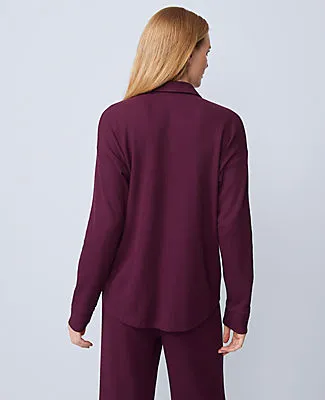 Ann Taylor Waffle Button Down Lounge Top sold by Ann Taylor product image thumbnail 2
