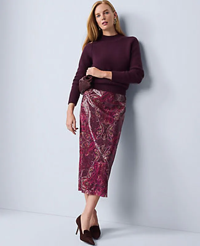 Ann Taylor Sequin Paisley Column Midi Skirt sold by Ann Taylor