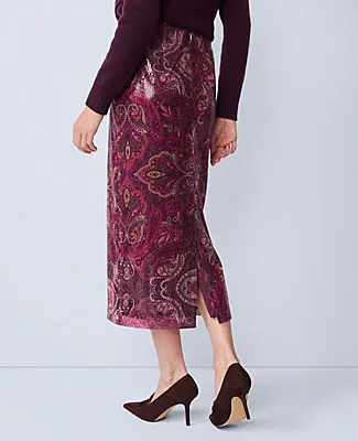 Ann Taylor Sequin Paisley Column Midi Skirt sold by Ann Taylor product image thumbnail 3