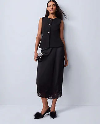 Ann Taylor Satin Lace Hem Wrap Skirt sold by Ann Taylor product image thumbnail 4