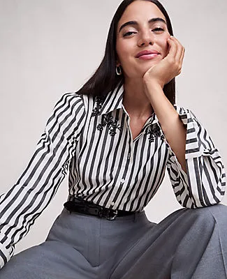 Ann Taylor Petite Striped Embellished Shirt sold by Ann Taylor product image thumbnail 3