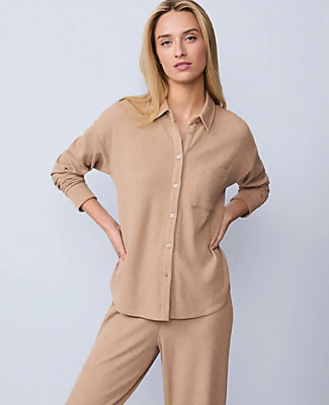 Ann Taylor Waffle Button Down Lounge Top sold by Ann Taylor