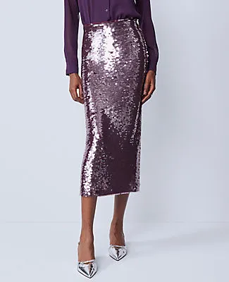 Ann Taylor Petite Sequin Column Midi Skirt sold by Ann Taylor product image thumbnail 2