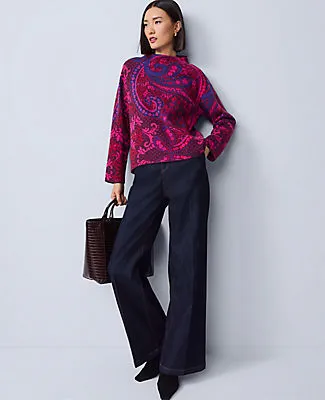 Ann Taylor Petite Paisley Jacquard Mock Neck Sweater sold by Ann Taylor product image thumbnail 3