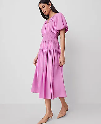 Ann Taylor Petite Split Neck Midi Dress sold by Ann Taylor product image thumbnail 4