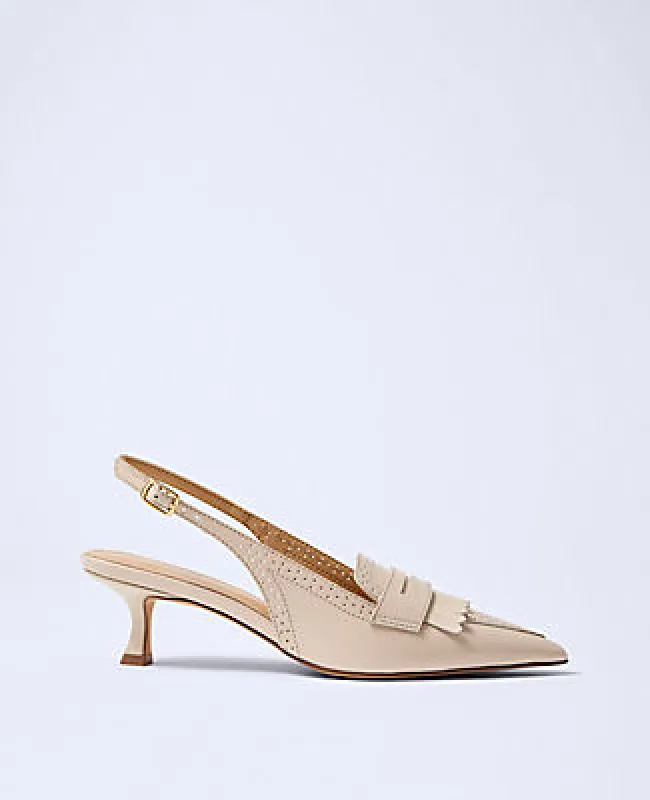 Ann Taylor Leather Kiltie Slingback Pump sold by Ann Taylor