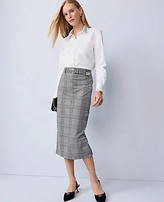 Ann Taylor Petite Plaid Belted Midi Pencil Skirt sold by Ann Taylor product image thumbnail 4