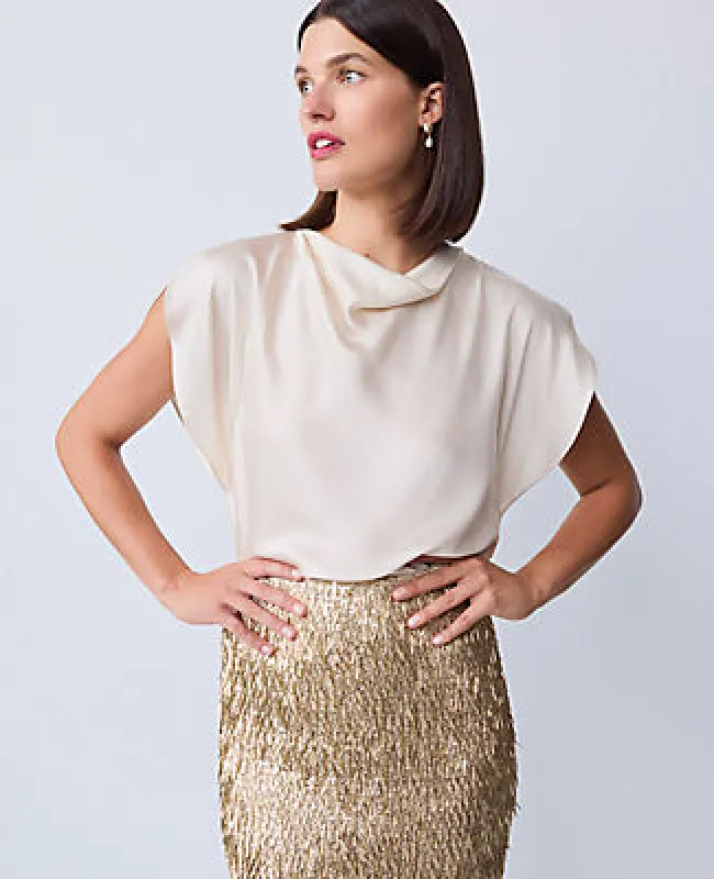 Ann Taylor Petite Draped Satin Blouse sold by Ann Taylor
