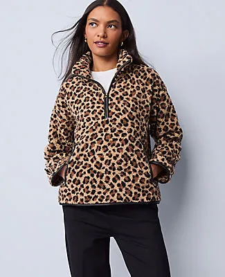 Ann Taylor Weekend Collection Animal Print Sherpa Pullover sold by Ann Taylor product image thumbnail 3