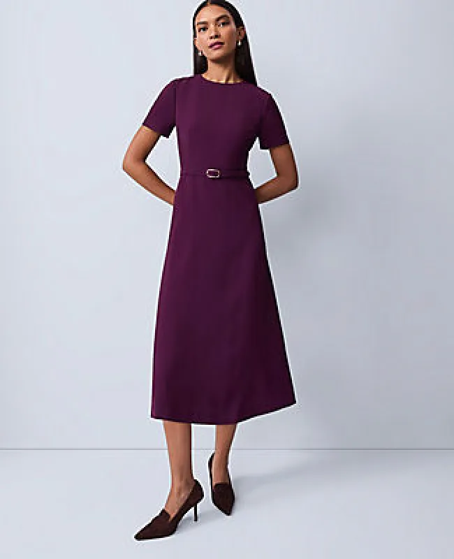 Ann Taylor Belted Crew Neck Midi Dress sold by Ann Taylor