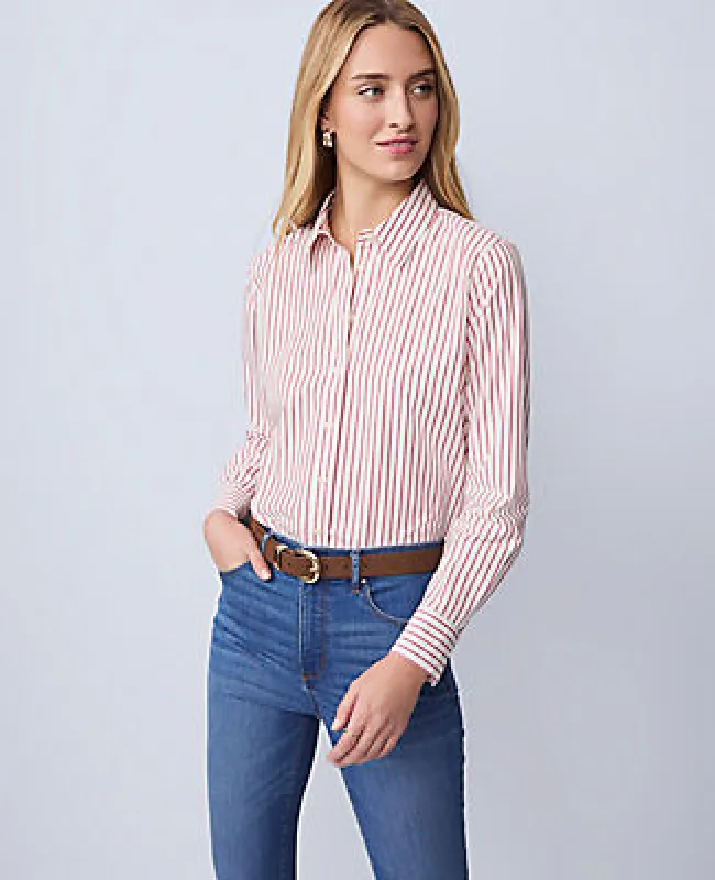 Ann Taylor Weekend Collection Striped Relaxed Perfect Shirt sold by Ann Taylor