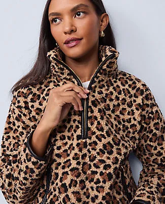 Ann Taylor Weekend Collection Animal Print Sherpa Pullover sold by Ann Taylor