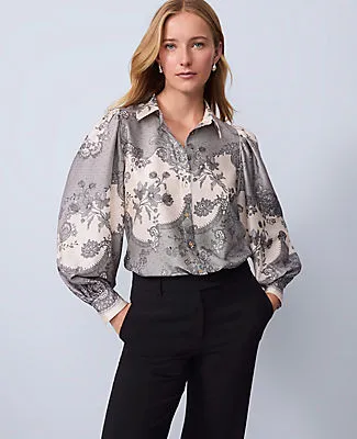 Ann Taylor Floral Satin Blouse sold by Ann Taylor