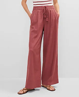 Ann Taylor Weekend Collection Pull-On Wide-Leg Pant in Linen Blend sold by Ann Taylor product image thumbnail 2