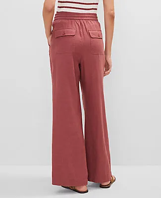 Ann Taylor Weekend Collection Pull-On Wide-Leg Pant in Linen Blend sold by Ann Taylor product image thumbnail 3