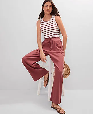Ann Taylor Weekend Collection Pull-On Wide-Leg Pant in Linen Blend sold by Ann Taylor product image thumbnail 4