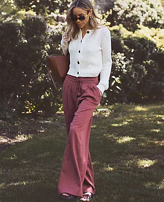 Ann Taylor Weekend Collection Pull-On Wide-Leg Pant in Linen Blend sold by Ann Taylor product image thumbnail 5